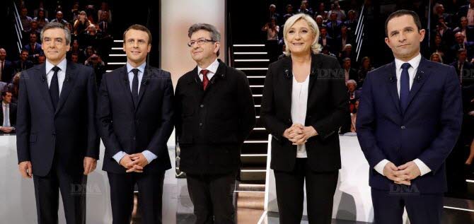 Фото с президентских теледебатов во Франции 20 марта