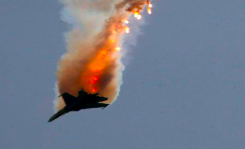 фото - упал истребитель Су-27