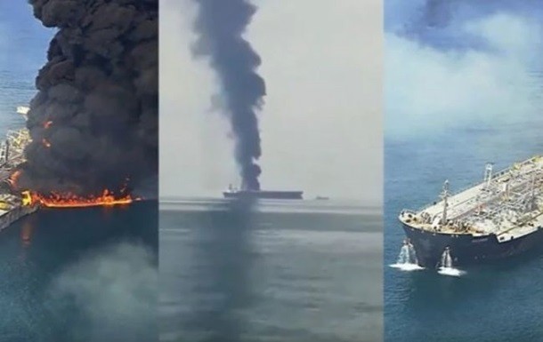 Фото — Пожар на нефтяном танкере