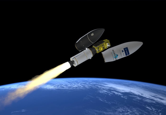 На фото ракета-носитель Vega c двигателем украинского производства