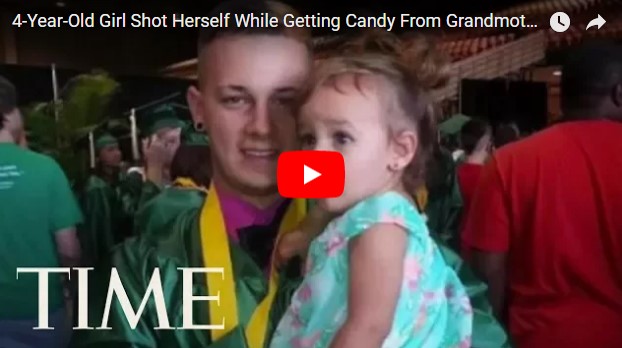 4-летняя кроха случайно убила себя, достав из сумки бабушки оружие вместо конфет (видео)