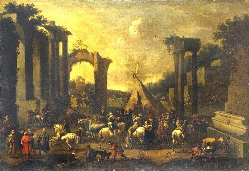 Симон Иоханнес ван Даув, «Всадники среди развалин», 1650 год