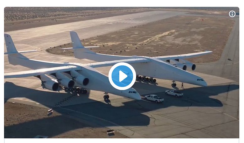 Появилось видео, первого испытания самого большого самолёта в мире