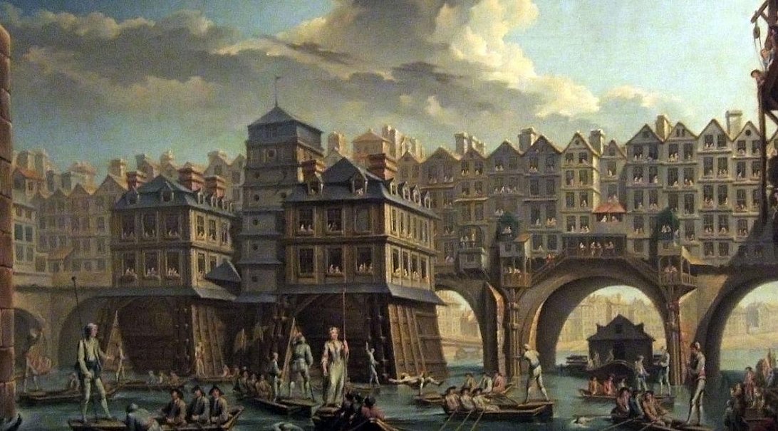 Жан-Батист Ражуно. Состязание моряков между мостами Нотр-Дам и мостом Менял. 1756 г. 