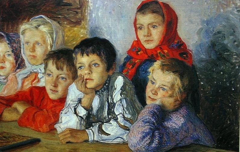 Николай Богданов-Бельский, «Дети на уроке», 1910 